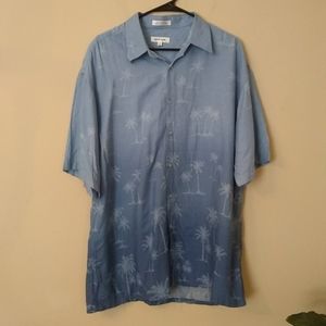 Pierre Cardin ombre blue palm tree Hawaiian shirt